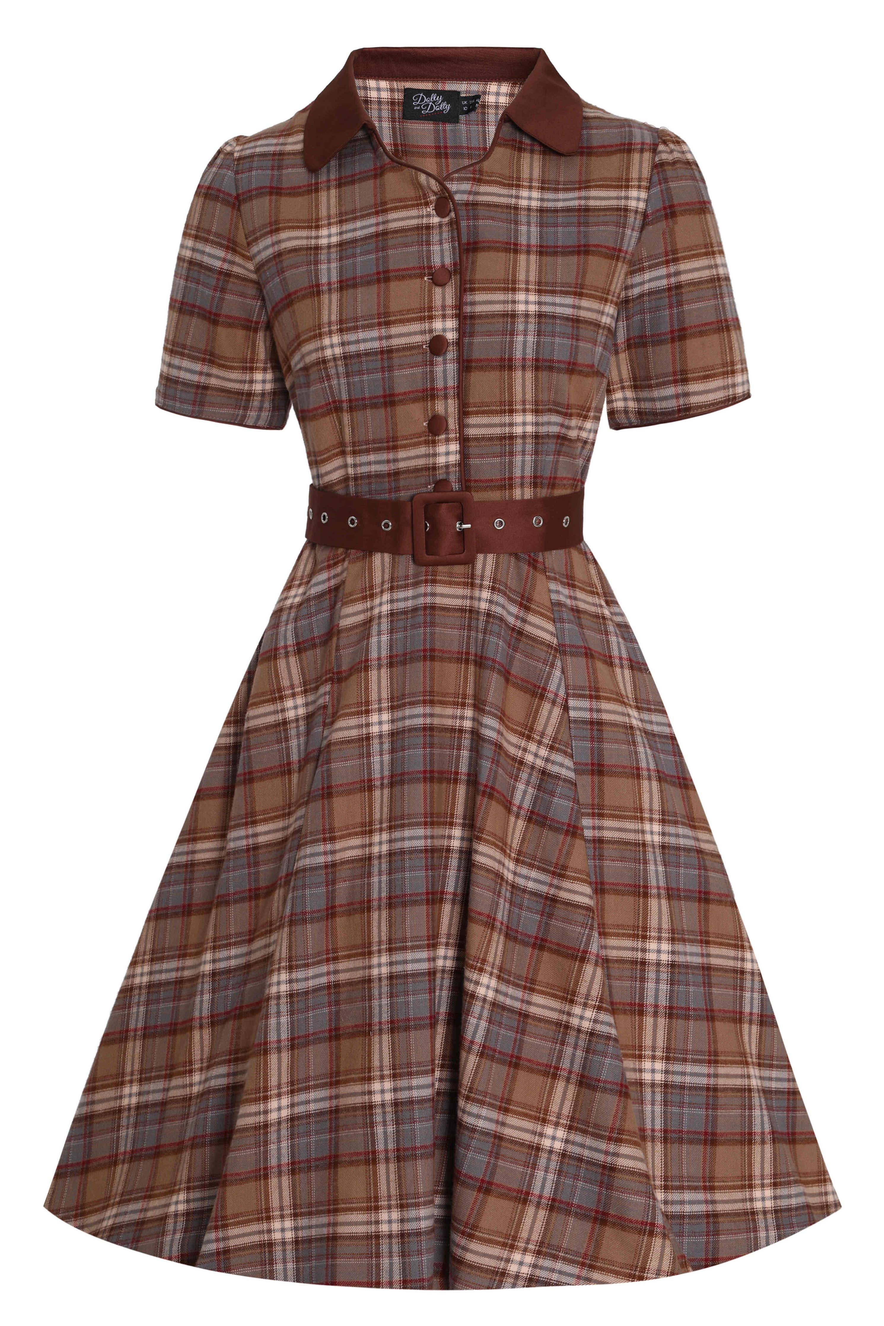 Tartan Hemdkleid - Penelope braun/kariert - Dotty&Dan